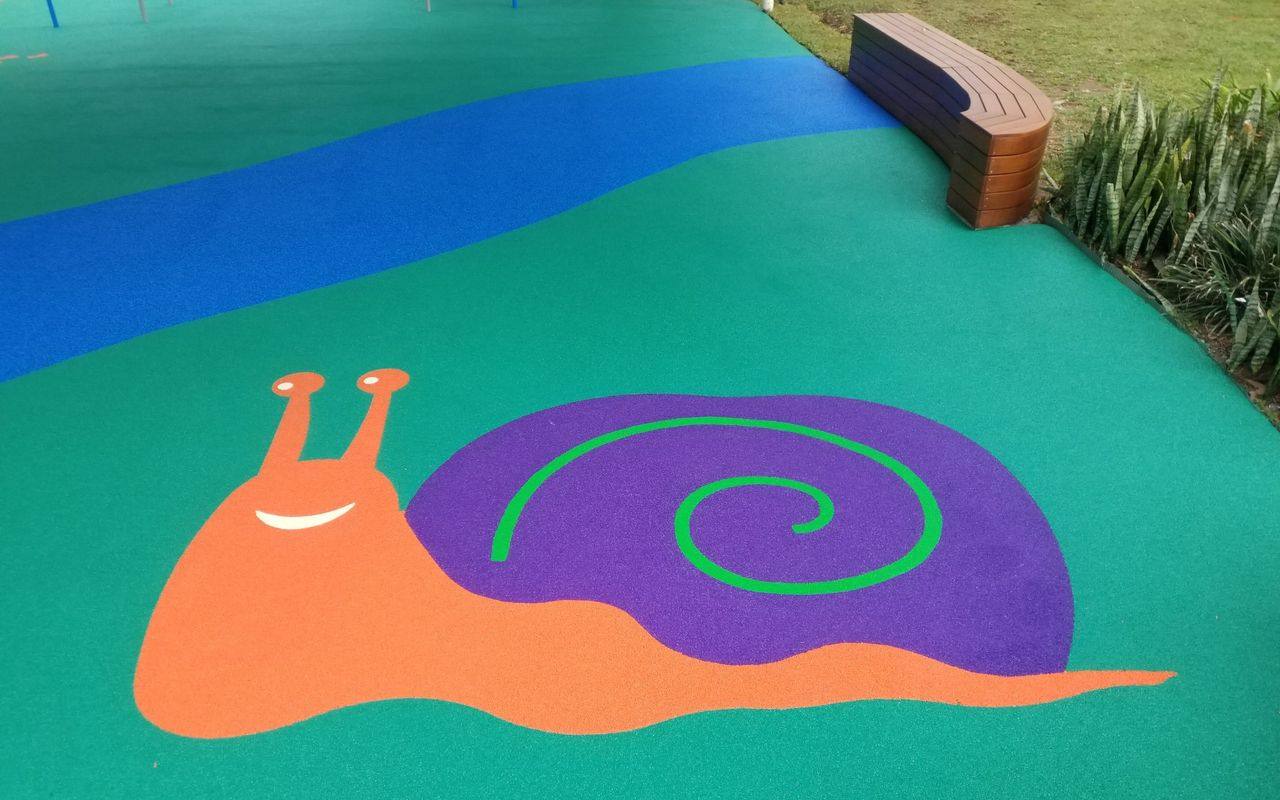 Singleton Heights Pre-School's playground transformed by Floorscape Creations to a vibrant and educational playscape at Singleton Heights Pre-School