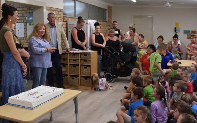 Singleton Heights Pre-School students, families and staff excited about the grand opening for new renovations